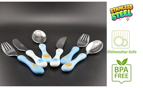 Miniatura 4 de Exzact Cubertería Infantil 6 Pieza Para Niños De Acero Inoxidable - 2 X Cena Cuchillo, 2 X Cena Tenedor, 2 X Cena Cuchar Safari X 6
