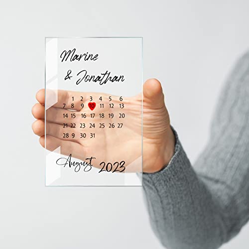 Cadre Calendrier À Personnaliser avec Le Prénom Et Date, Date Importante en Acrylique Transparent, Mariage Wedding Décoration, Etiquette Mariage Personnalisation De Mariage en Verre Acrylique – vue 4