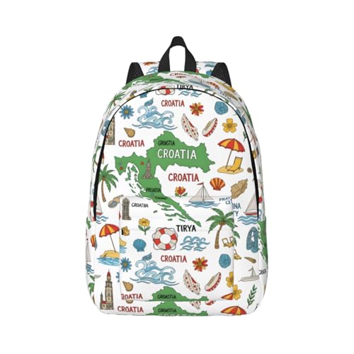 SDLRDZMLSLW Croatia Travel Backpack Purse For Women I Love Croatia Travel Bag Back Pack Shoulder Bag 17.7 Inch Fashion Daypack