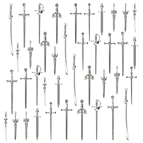 Anglecai 10 Styles Antique Swords Bookmark Set - 40 Pieces, Knife Charms, Keychain Pendants for Book Lovers DIY Bookmarks, Necklace, Bracelets by Anglecai - Used condition - US$7.59