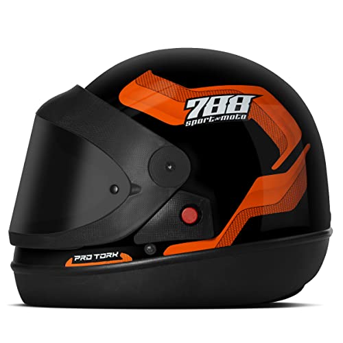 Capacete Fechado Automático Pro Tork Sport Moto 788 Viseira Fumê Laranja 58