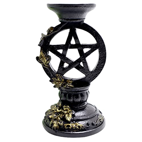 1pc Figure Prop Center Ornaments Sculpture Pentagram Tealight Stylish Resin Ritual Table Holder Candle Photo Retro-style Adornment Pentacle Office Jade Base Sacrificial