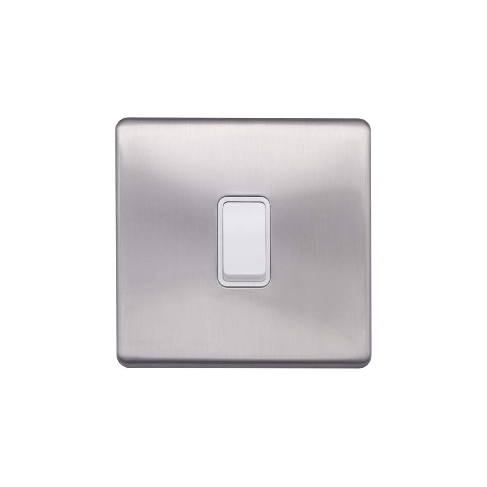 Lieber Light/White Brushed Chrome 1 Gang Intermediate Switch - Insert Screwless