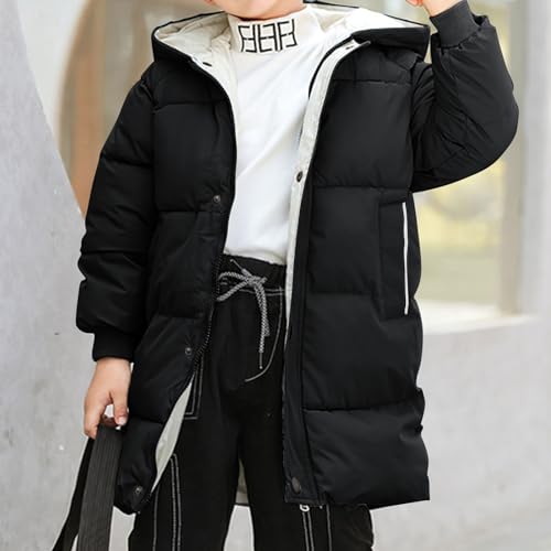Boys Girls Long Hooded Puffer Jacket Kids Thicken Padded Down Coats Windproof Quilted Long Puffer Coat 3-9 Years4