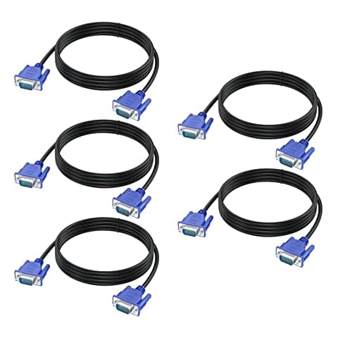 URELEGAN VGA to VGA Cable 6 Feet 5-Pack, VGA to VGA Monitor Cable 1080P Full HD Male to Male Cord HD15 for Computer PC Monitor Laptop TV Projector Cover