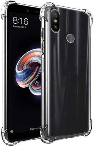 Image of BOXXO Flexible Back Cover for Mi Redmi Note 5 Pro | Back Cover Transparent Clear Shockproof Case Four Corner Protection | Slim Protective Mobile Phone Cover for Mi Redmi Note 5 Pro