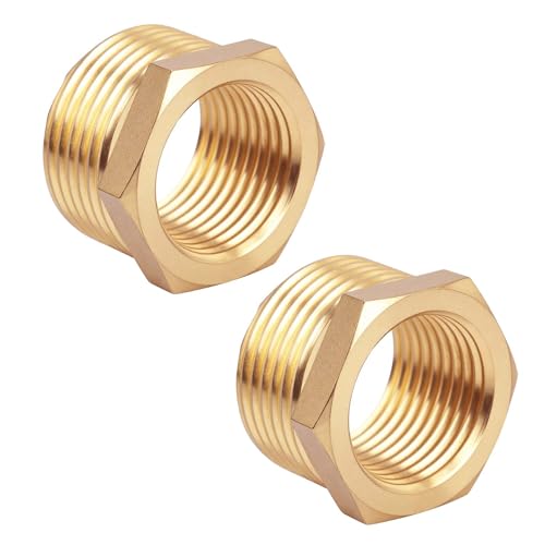 Image of lasuroa 4pcs Brass Reducer Hex Bushing, 3 /4 inch NPT Male to 1 /2 inch NPT Female Heavy Duty Threaded Pipe Fitting Reducer Adapter for Plumbing Gas Hydraulic Systems