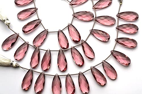Quartz hydro briolette kunzite 10x24mm pour création de bijoux DIY