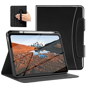 MoKo for iPad (A16) 11th Generation Case 11 inch 2025, iPad 10th Generation Case 10.9″ 2022 with Pencil Holder & Pocket, Premium Leather Folio Stand Cover, Multiple Viewing Angles, Black