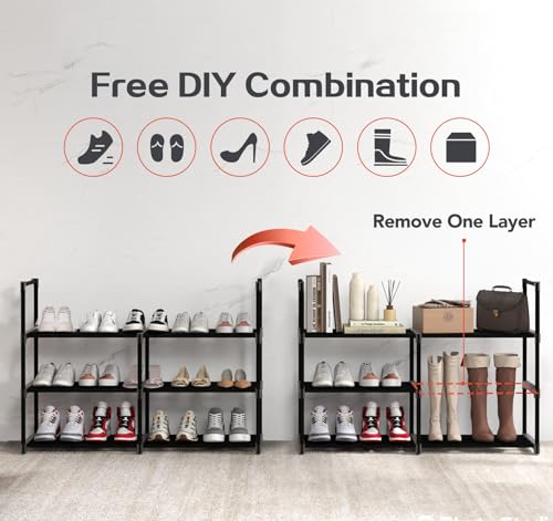 MOCINE 2024 Widened 3 Tier Shoe Rack, 86x30.5x56cm,Metal Shoe Rack, Shoe Shelf, Shoe Racks for Entryway,Shoe Racks for Closet,Space Saving Shoe Rack Organizer, Black - Image 5