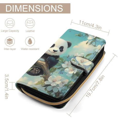 Cute Panda Bear Long Wallet PU Leather Credit Card Holder Durable Zippered Purse Clutch Wallet2