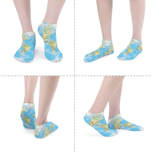 Map Cotton Socks for Women Men Ankle Socks Athletic Sock Low Cut Socks Soft Boot Sock for Work Moisture-Wicking Sock for Running Sports Sock 5 Pairs4