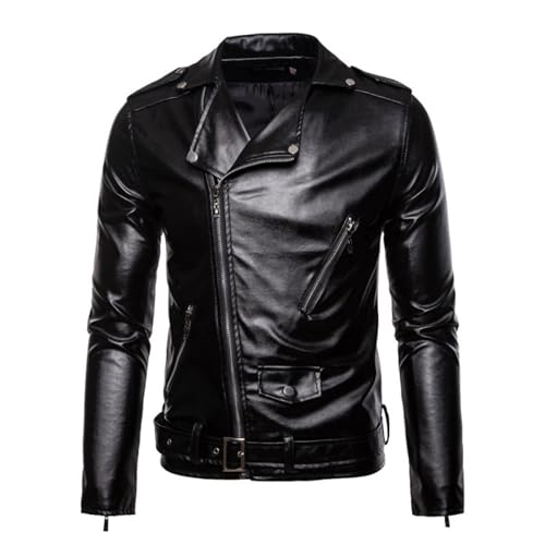 Slxbear Ropa de invierno para hombre, con cremallera completa, parka básica sólida con bolsillo, chaquetas de motocicleta de manga larga para otoño, chaquetas de piel sintética, tallas XXS-3XL, #01