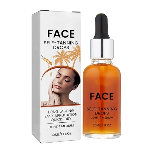 Gocce autoabbronzanti per il viso, siero abbronzante personalizzabile per una luminosità naturale, formula non grassa ad asciugatura rapida e lunga durata, adatta a donne e uomini