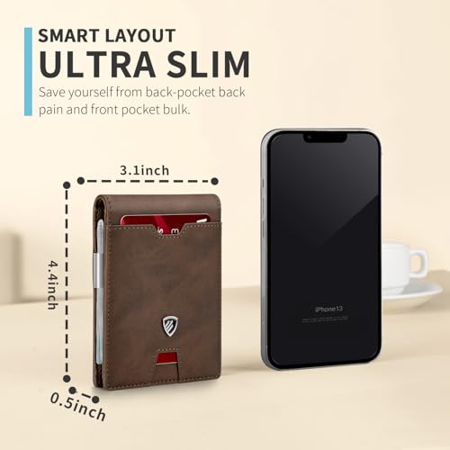 Image of RUNBOX Mens Slim Wallet with Money Clip RFID Blocking Bifold Credit Card Holder for Men with Gift Box
