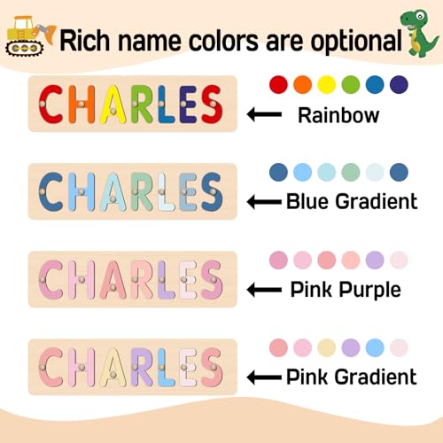 Image of Personalized Name Puzzle for Kids, Customized Baby Gifts First Birthday for Girls & Boys Name Puzzles for Toddlers 1-3 Early Learning Toys Wooden Animal Puzzle Eeducational Toy Alphabet Puzzle