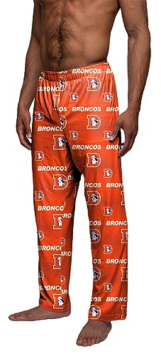 FOCO Denver Broncos Men's Throwback Logo Scatter Pattern Pajama Lounge Multi Color Pants2