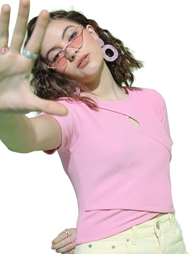 Image of Tokyo Talkies Women's Short Sleeves Round Neck Solid Tops| Stylish | Casual Wear