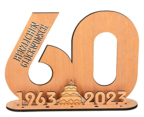 Giftota - Originelle 2023 Holz-Schild Gästebuch - 60 Geburtstag Frauen & Männer - Gästebuch Geburtstag als Personalisierbares Geschenk - 60 Geburtstag Deko - Deko Zahlen 60 Jahre mit Jahreszahlen