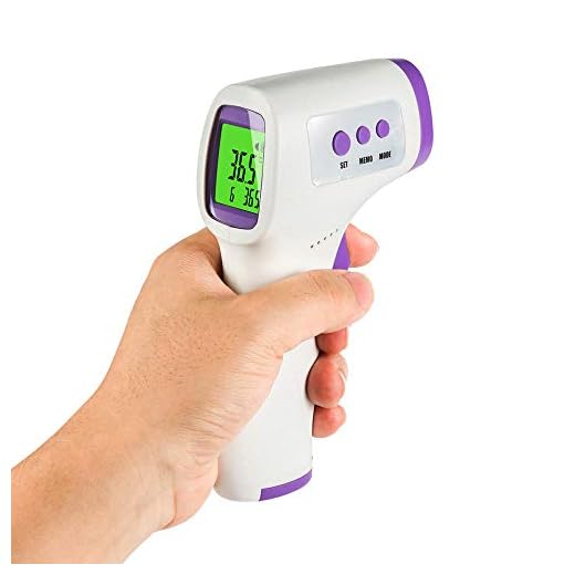 Roloiki Termômetro digital de corpo infravermelho Alta precisão Orelha sem contato Medição de temperatura na testa com tela de LED para crianças e adultos