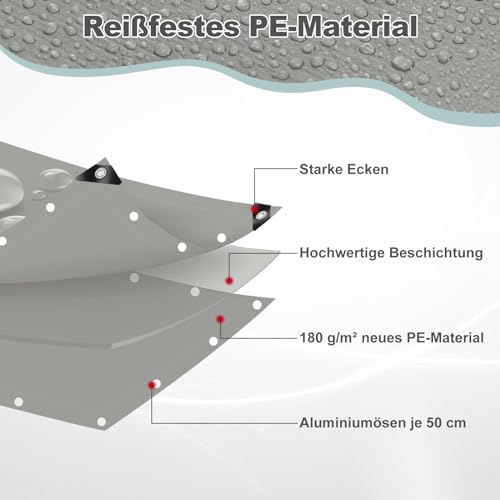 Bâche de protection indéchirable multi-usage en PE gris pour remorque et bateau