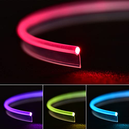 EVESOAR Super Bright MMA Plastic Optic Fiber Side Glow Unibody Band Edge Cable Car LED Illumination Optic Fiber Band Car Interior Atmosphere Lights (19.69ft)