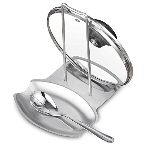Stainless Steel Kitchen Oven Stove Lid and Spoon Rest Utensils Lid Holder Spoon
