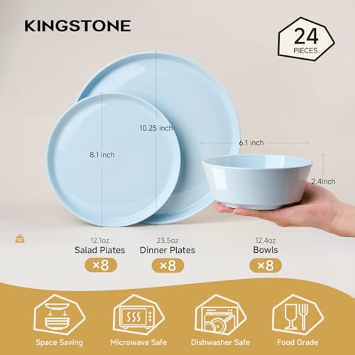 Image of KINGSTONE 24-Piece Bone China Dinnerware Sets, Sky Blue