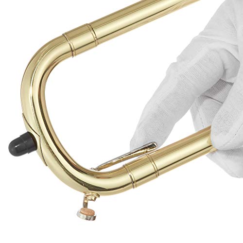 Ashthorpe Bb Tenor Slide Trombone with Gold Lacquer Finish - Includes Case, Mouthpiece, Gloves, Cleaning Cloth, Slide Grease