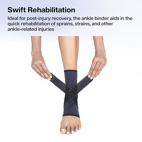 Image of FOVERA Ankle Binder for Ankle Injury Prevention and Protection, Helps in Pain Relief and Recovery, Breathable Nylon Material Super Elastic for Men & Women (Size S, 1 Unit)
