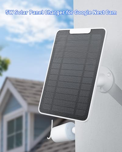 Panel solar impermeable IP65 de 5W para cámara Google Nest con soporte de pared ajustable 3