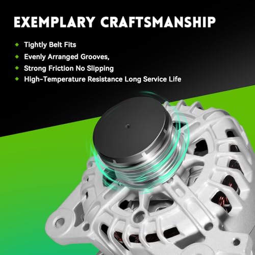 Image of 11648N New Alternator Replacement for L4 2.5L Nissan Rogue 2014-2018, 12V 120A 6-Groove Clutch Pulley Clockwise, 23100-4BA0A, 23100-4BA0B, TG12C152