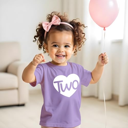 Image of 2nd Birthday Shirts Girls Heart Toddler Girl Outfit 2 Year Old Shirt Two Happy Bday Second Gift tee