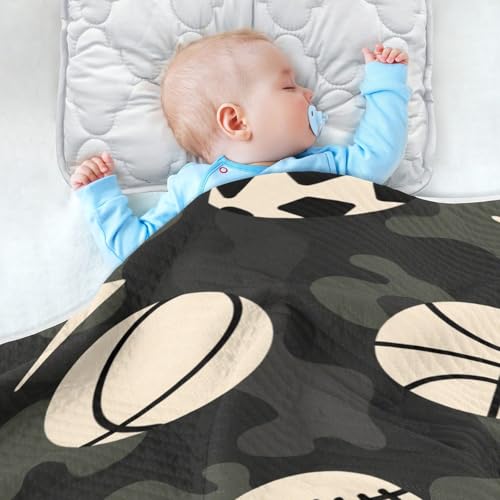 Custom Cartoon Baseball Balls Camouflage Muslin Swaddle Blanket Cozy Customise pet Baby Blanket with Name for Nursery Stroller Crib 30x40in cobijas para personalizadas4