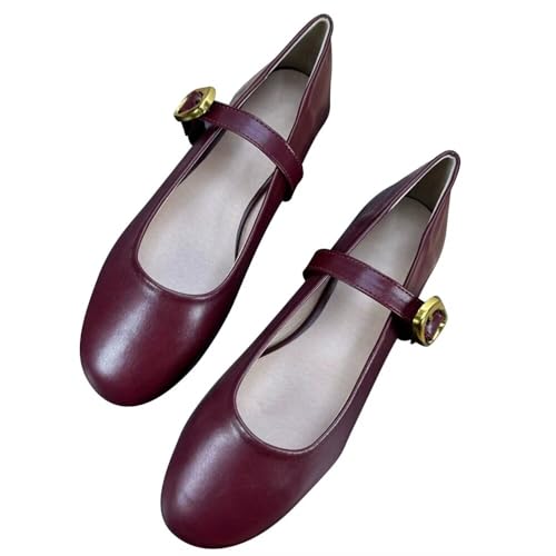 TN TANGNEST Women's Flats Classical Square Toe One Line Strap Mary Jane Flats Soft Slip On Flats