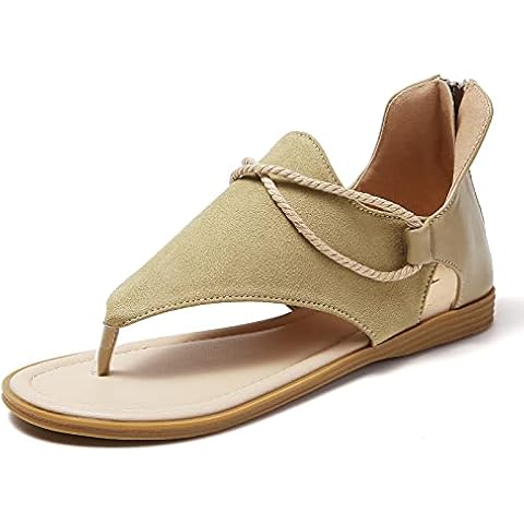 Tilocow Summer Gladiator Sandals For Women Casual Comfort Strappy Flat Sandals Vintage Flip Flops, Olive, 7 UK Cover