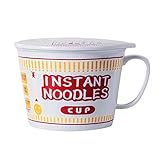 Cuenco de fideos instantáneos japoneses de 1000 ml, taza y cuenco de pasta instantánea, pasta de cerámica para microondas, cuenco de fideos instantáneos de gran capacidad con tapa, vajilla con asa