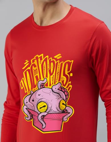 Image of Veirdo Men's Full Sleeve Printed T-Shirt | Trendy Graphic Print Tee