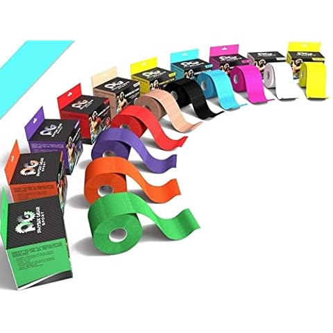 Physix Gear Kinesiology Tape - Sports Tape for Injury, Pregnancy, Knee, Joint, Swelling, Strain - Waterproof Kinetic Tape for Muscle Support & Improved Blood Circulation (2 Rolls Blue + eGuide) Cover