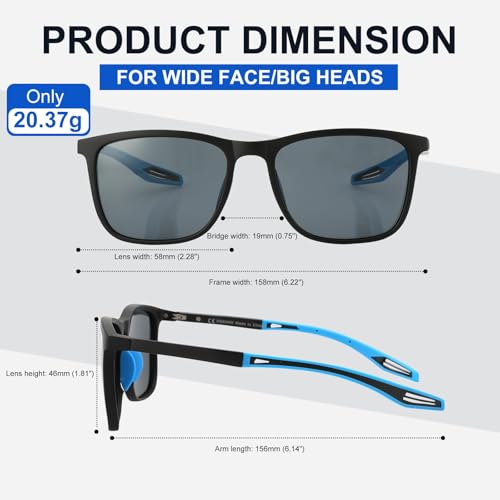 Image of SKYOAK Superior Large 158MM XXL Polarized Sunglasses Men Women, Scratch /Saltwater Resistant /Oleophobic Coating Lens