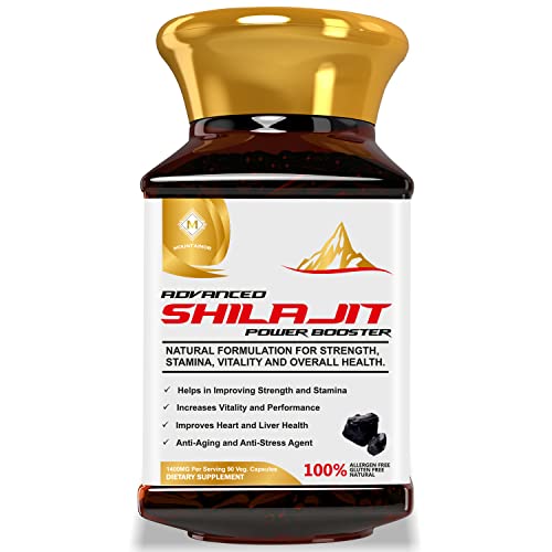 MOUNTAINOR Advanced Shilajit Power Booster Capsules with Saffron, Safed Musli, Ashwagandha – 1400MG (90 Veg Capsules) | For Enhanced Stamina, Vitality & Overall Wellbeing