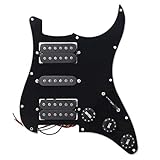 logyues Loaded Prewired Pickguard Guard Plate with HSH Preload Pickup for Electric Guitar (Black)
