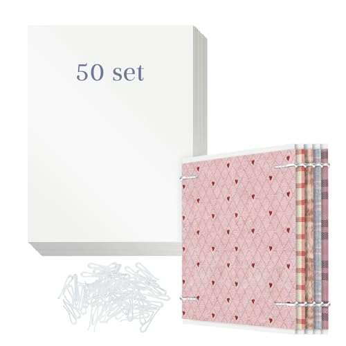 Fabric Storage Boards 8.5 x 11 Inch with Plastic Alligator Clips Backing Board Set for Folding and Storing Cloth Fabric Organizer for Quilting and Sewing-Set of 50