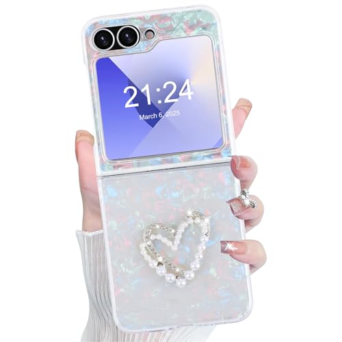 Coque Samsung Z Flip 6 bijoux diamants et perles de luxe blanche au design glamour