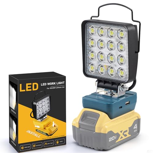 Cordless 20V Max LED Work Light for DeWalt Batteries &Tools