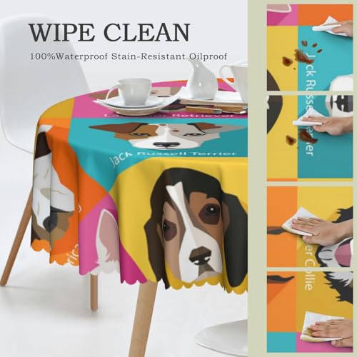 Nappe ronde carlins polyester lavable table cuisine anti-plis - 5