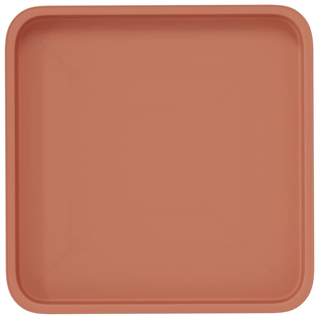 Quadratisches Blumentablett aus Kunststoff Ziegelrot 36 x 36 x 2,5 cm 6 Stück für Balkon Garten Terrasse Indoor Outdoor zur Pflanzenpflege mit gerolltem Rand und einfacher Reinigung