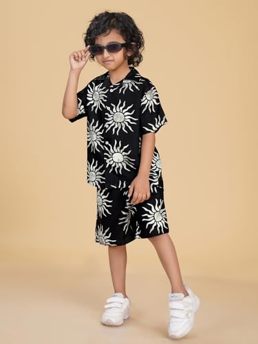 Image of Ninos Dreams Boys Cotton Rayon Coord Set with shorts /Holiday Shirt & Shorts