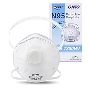 GIKO N95 Respirator Masks – 15Pcs NIOSH Certified Safety Masks Cup Particulate Respirator Mask with Breathing Valve for Adult, Men, Women, White