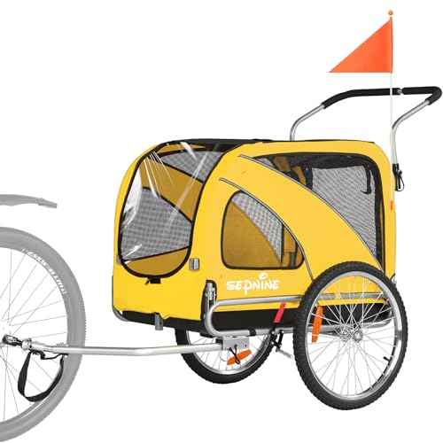 Sepnine Dog Cart of 2 in 1 Large Pet Dog Bike Trailer Bicycle Trailer, Foldable Frame with Hand Lock...